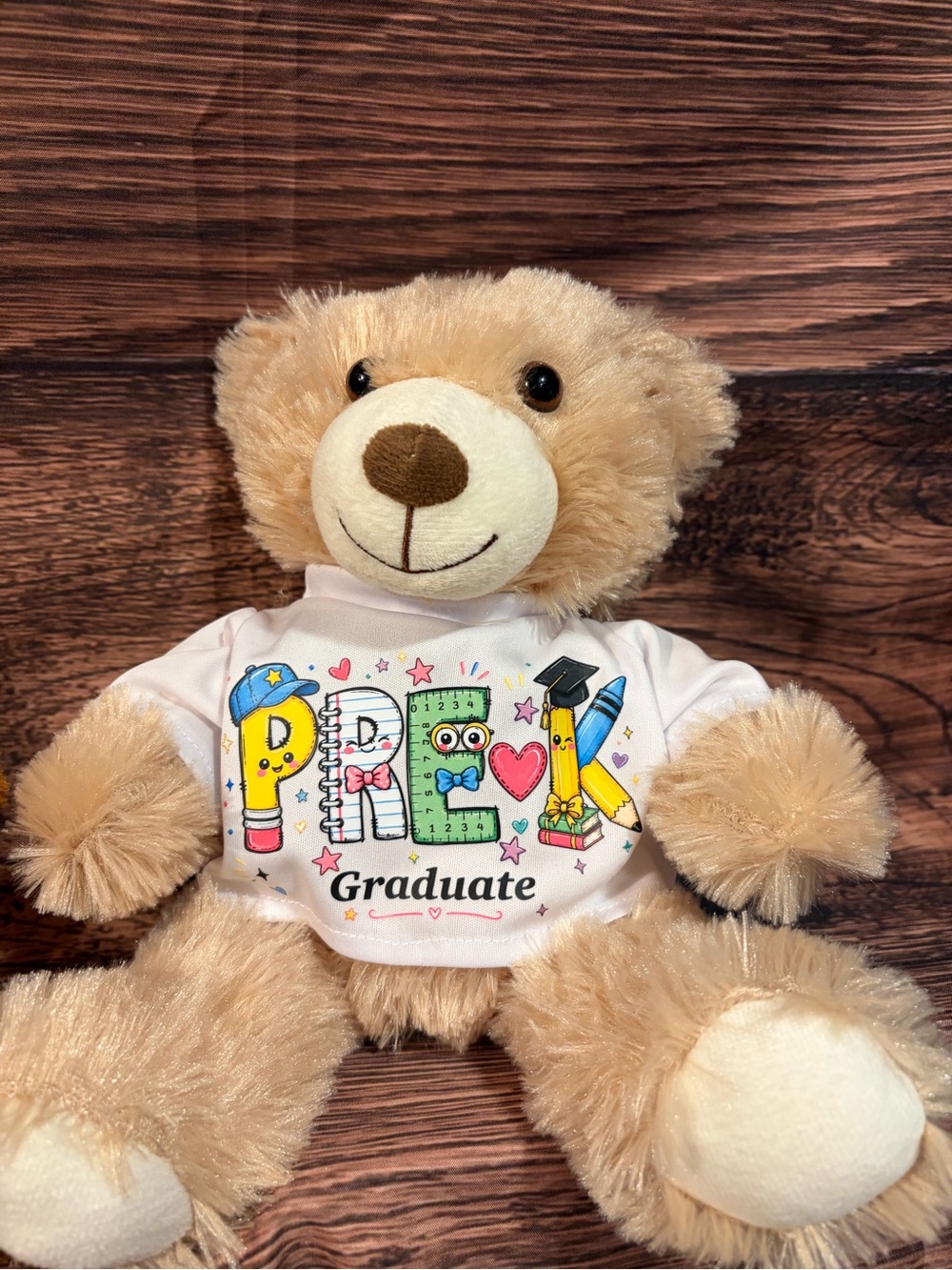 Plush Teddy Bear with 'PRE-K Graduate' Tee